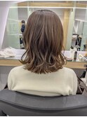 ハッシュカットグレージュデザインカラーツートンカラーブリーチ