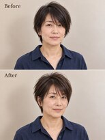 aptas 青山/表参道 白髪染め/白髪ぼかしハイライト/ボリュームアップエクステ&nbsp;40代の大人前髪ショート｜表参道・青山