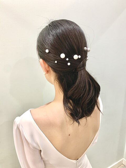 韓国スタイル　パール　ウェディングヘア