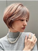 大人ショート/ひし形シルエット/丸みシルエット/ピンクベージュ