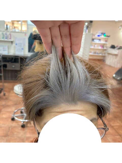 白髪染め × フレーミングカラー × シルバー