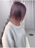 ラベンダーアッシュ　切りっぱなしボブ　ブリーチ【天神大名】