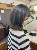 ブリーチなし/くすみグレー/透明感カラー/ダブルカラー/韓国ボブ