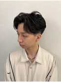 フェザーパーマ 刈り上げ センターパートメンズパーマ