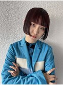 ミニボブ/ボブ/ワイドバング/オン眉/ガーネットレッド