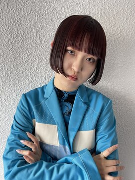 キジ(KIJI) ミニボブ/ボブ/ワイドバング/オン眉/ガーネットレッド