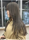 ブリーチなしダブルカラーオリーブグレージュ秋冬カラーレイヤー