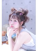 cache cache★カラーピンを使ったゆるるんツイン団子