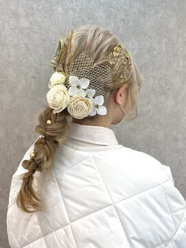 エニル(enil) 編みおろしヘアアレンジ×金箔　卒業式・成人式・前撮り