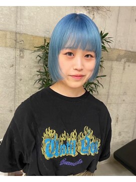 ヨロヘアー(YOLO hair) サファイアカラー/ブリーチダブルカラー／ボブ