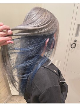 トリエ 川越(torie) グレー＆ブルー インナーカラー