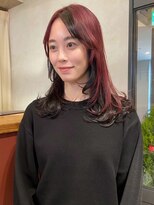 アトリエ(atelier.)&nbsp;アンブレラカラー　チェリーレッド　ウルフレイヤー　顔周り