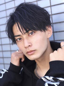 エイド 渋谷(aid) メンズアップバング刈り上げツーブロックブルーブラックカラー