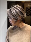 ハイライト　バレイヤージュ　ショート　レイヤー　髪質改善
