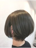 小顔オリーブカラーボブルフハイライトカラークールショート