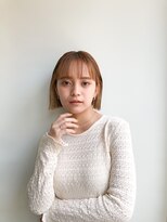 切りっぱなしボブ/インナーカラー/シースルーバング