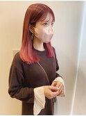韓国ヘア/レッドカラー　ワインレッド　赤髪　グラデーション