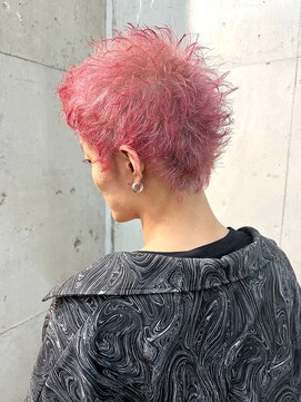 ラニヘアサロン(lani hair salon) ペールピンク＆裾レッド/メンズ/デザイン【大名/天神】