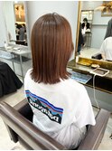 イメチェンハッシュカットフルバング似合わせレッドブラウン