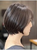 ショートカットショートボブハンサムショートグレージュカラー