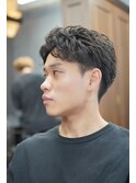ビジネスショートメンズマッシュツイストパーマツーブロック