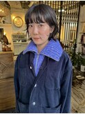 ボブルフ ボブパーマ 黒髪 顔まわりカット