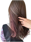20代30代大人可愛いインナカラーピンクイヤリングカラーベージュ