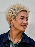 心斎橋スパイキーパーマビジネスヘアフェザーショートパーマ緩め