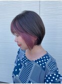 ピンクのフェイスフレーミング◎ショートボブ/白髪ぼかし