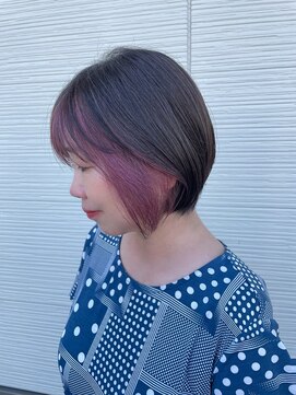 グラム 岡崎北店(gram) ピンクのフェイスフレーミング◎ショートボブ/白髪ぼかし