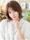 ★モカブラウン伸ばしかけ外ハネボブウルフカット30代40代★2