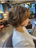 くせ毛風パーマ×レイヤーショートボブ×無造作パーマ