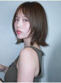 レイヤーボブ×オリーブベージュ