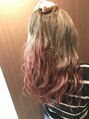 ラッシュヘアー(Rush hair)&nbsp;ブリーチ1回ミルクティーからのピンクグラデーションカラーです