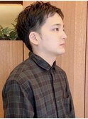 爽やかツーブロイケメンスタイル/前髪パーマ/アッシュブラック