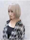 ダブルカラーホワイトミルクティーベージュ韓国レイヤーウルフ