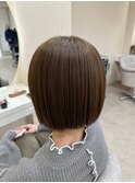 イメチェンハッシュカットフルバング似合わせレッドブラウン
