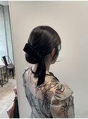 ヘアアレンジ/リボンアレンジ/結婚式参列/まとめ髪