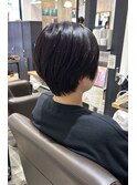 ショートボブ/丸みボブ/レイヤーカット/ダークブラウン/越谷
