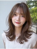 レイヤーカット　アッシュベージュ　髪質改善