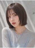 ミルクティーベージュ内巻きボブ切りっぱなしボブブリーチなし☆