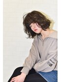 Aラインダークトーンブラウンふんわりボブ