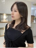 くびれミディ*韓国大人ガーリー顔まわりカット 暗髪ツヤカラー