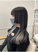 ウルフエクステ 2トーン ロングヘア シルバーヘア エクステ