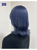 柔らかいブルーカラー×20代すっきりセミディ