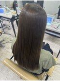 ミルクティーグレージュ小顔レイヤーワンレンカットブリーチ所沢