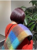 ブリーチなし深めレッドボブ