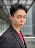 オールバック　黒髪　ニュアンスパーマ　短髪