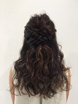 パーティーヘアセット ハーフアップ編み込みアレンジ