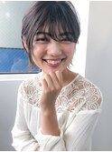 小顔_デザインカラー_厚めバング_ローライト_スリークボブ